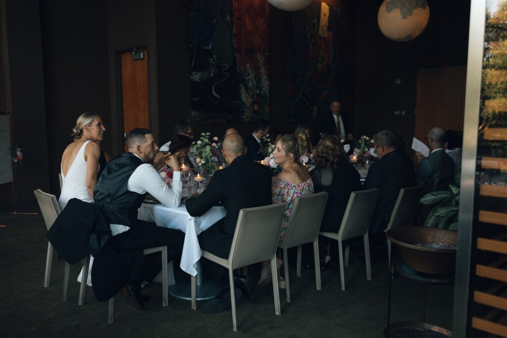 Harvest table microwedding dinner reception at Bar Lurcat in downtown Minneapolis