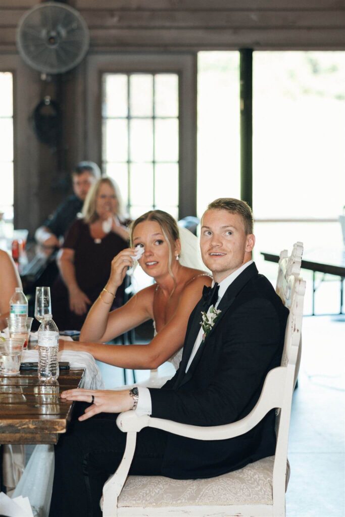 Bride tears up during her father's speech