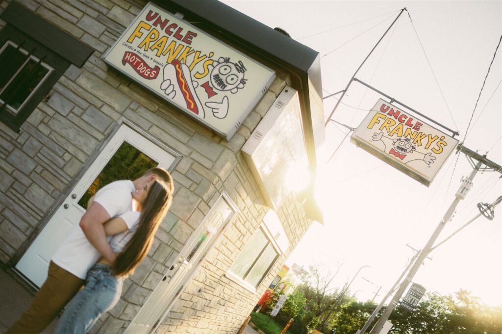 Engagement photography ideas at Uncle Franky's in Northeast Minneapolis