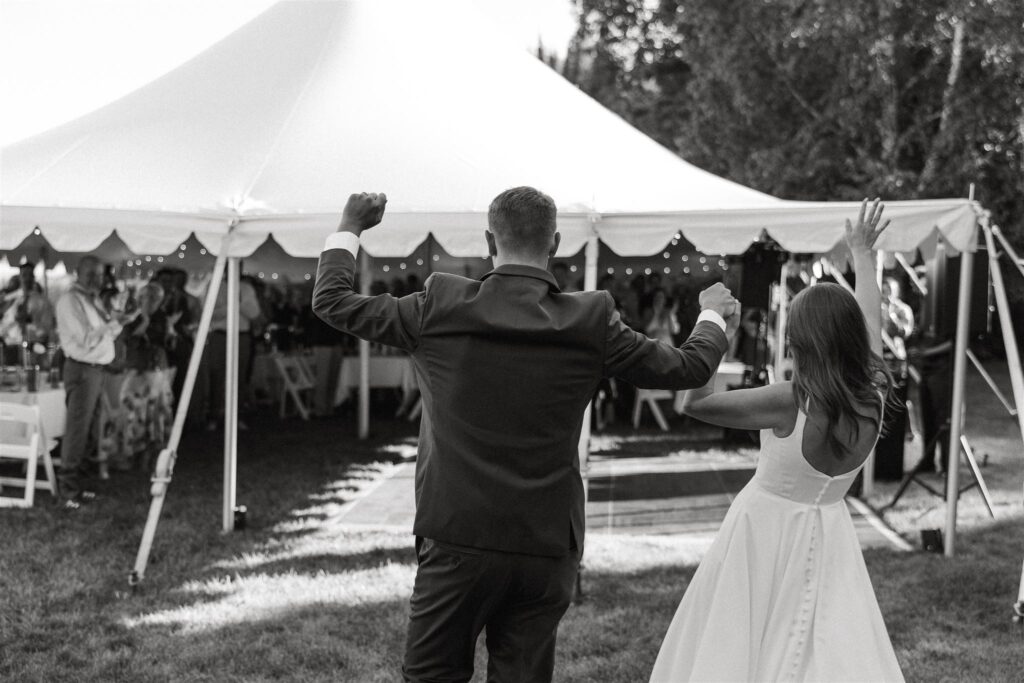 Minnesota newlyweds are announced as husband and wife as they arrive at their wedding reception