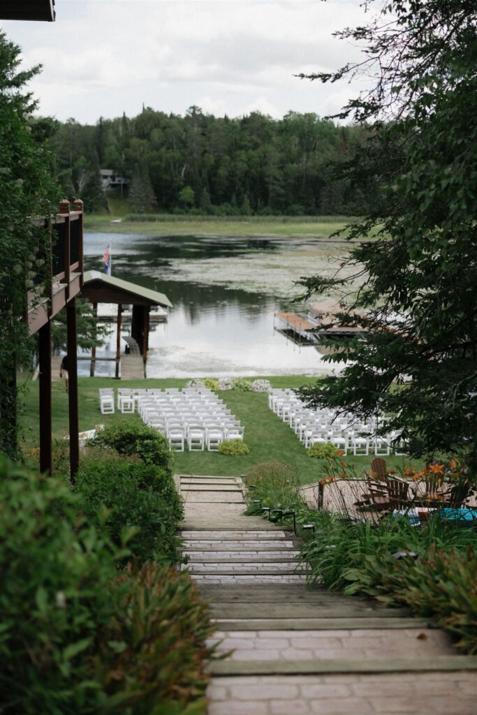 Wedding ceremony space overlooking Lake Leech in Walker, Minnesota