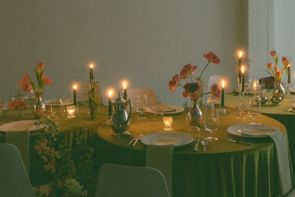 Candlelit microwedding tablescape at Paris Dining Club in Minneapolis