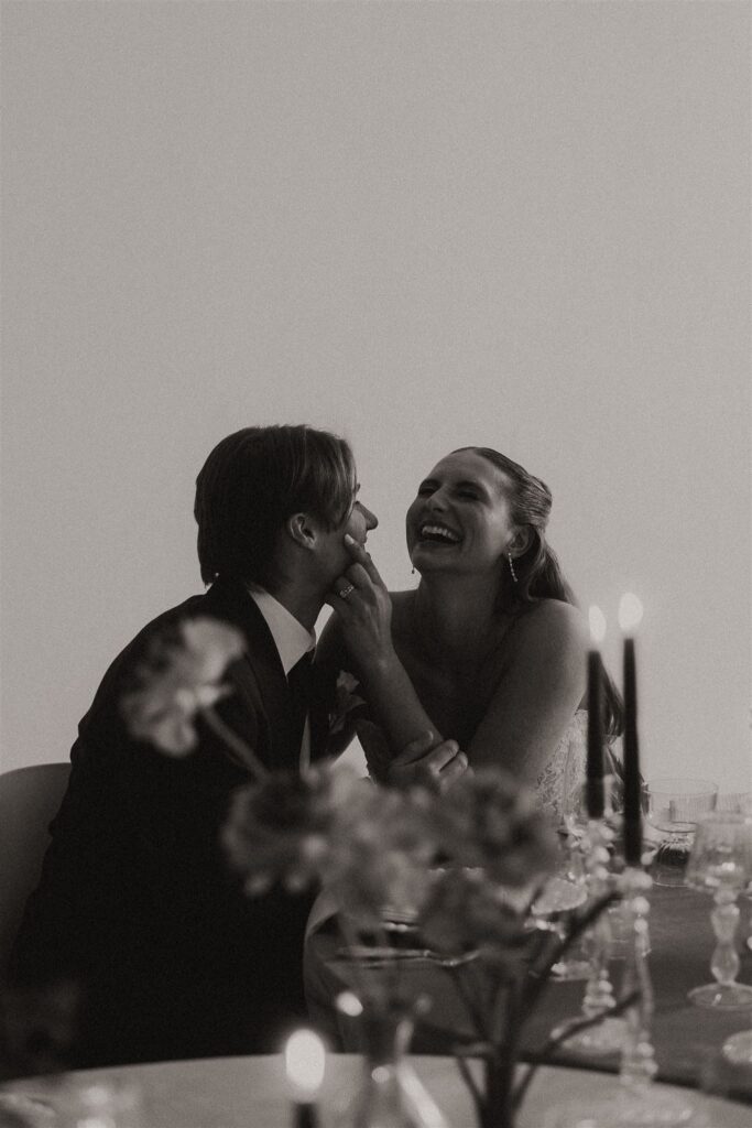 Newlyweds share an intimate, inside joke moment at Minneapolis microwedding