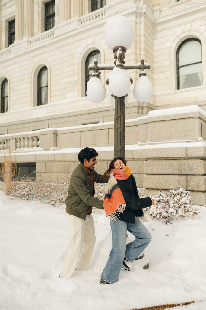 Backlit golden-hour profile—cinematic engagement photo finale